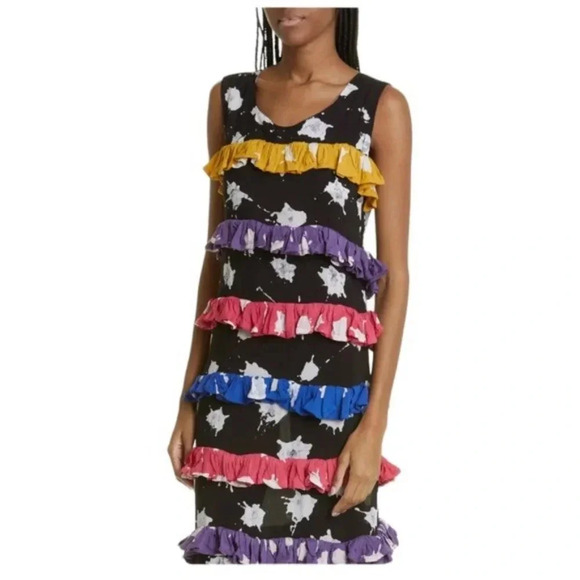 BUSAYO Ropo Splatter Print Tiered Ruffle Maxi Dress Black Size M NWT - Picture 4 of 15